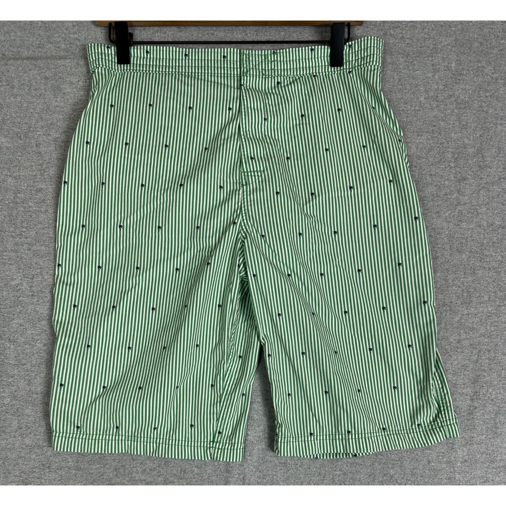 Brooks Brothers Swim‎ Trunks Kids 20 Green Striped Palm Tree Shorts Fleece